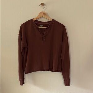 Women's burgundy Brown Henley Top